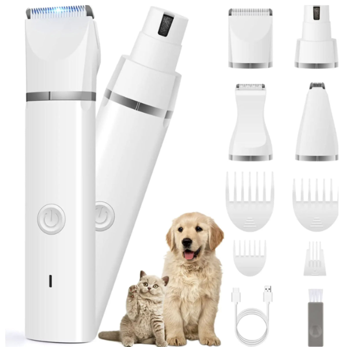 4 in 1 Electric Pet Grooming Kit - Hair Trimmer, Clippers, Nail Grinder for Cats & Dogs