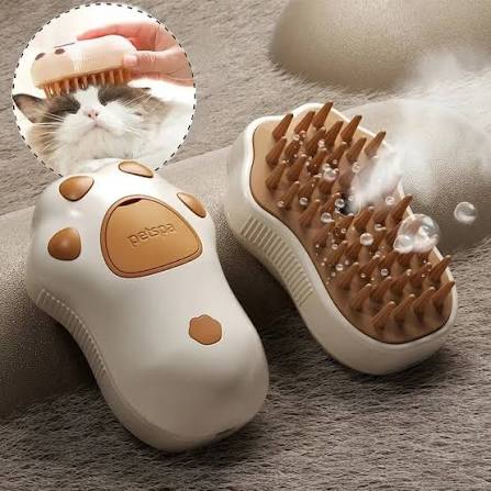 Electric Cat Steam Brush โ 3-In-1 Pet Grooming Comb with Water Spray for Cats and Dogs, USB Rechargeable