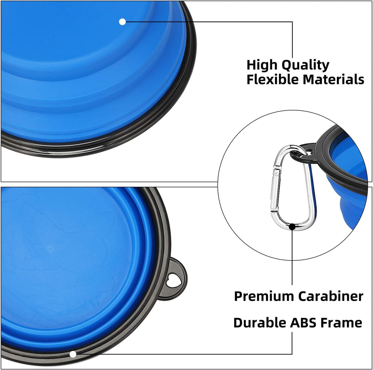 Set of Two 34oz Collapsible Travel Dog Bowls