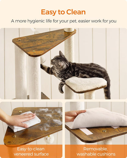 64.6-Inch Multi-Level Cat Tree with Five Scratching Posts