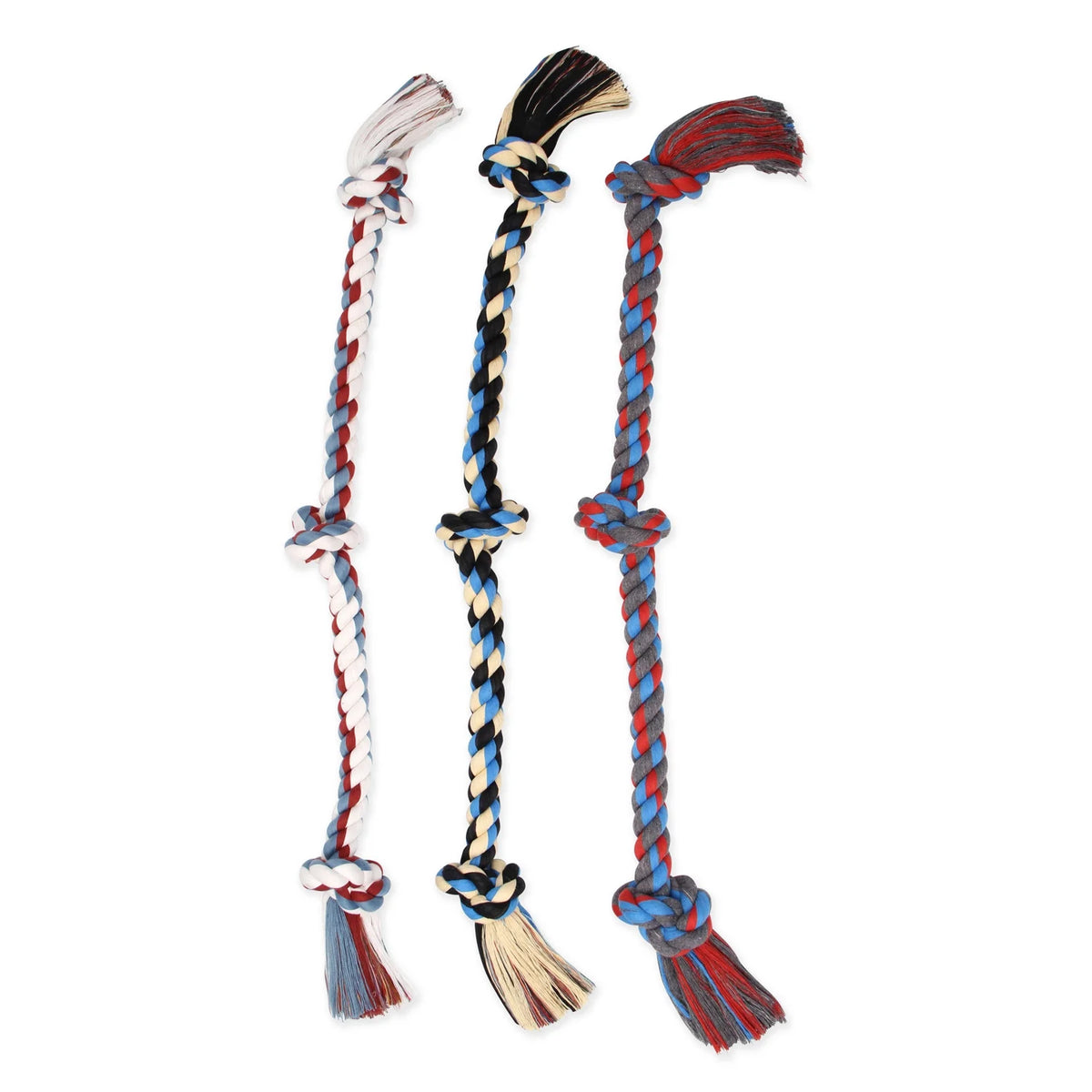 Flossy Chews Extra-Large 3-Knot Cotton Blend Tug Rope Dog Toy, 36", Assorted Colors