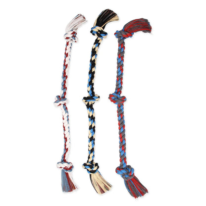 Flossy Chews Extra-Large 3-Knot Cotton Blend Tug Rope Dog Toy, 36", Assorted Colors