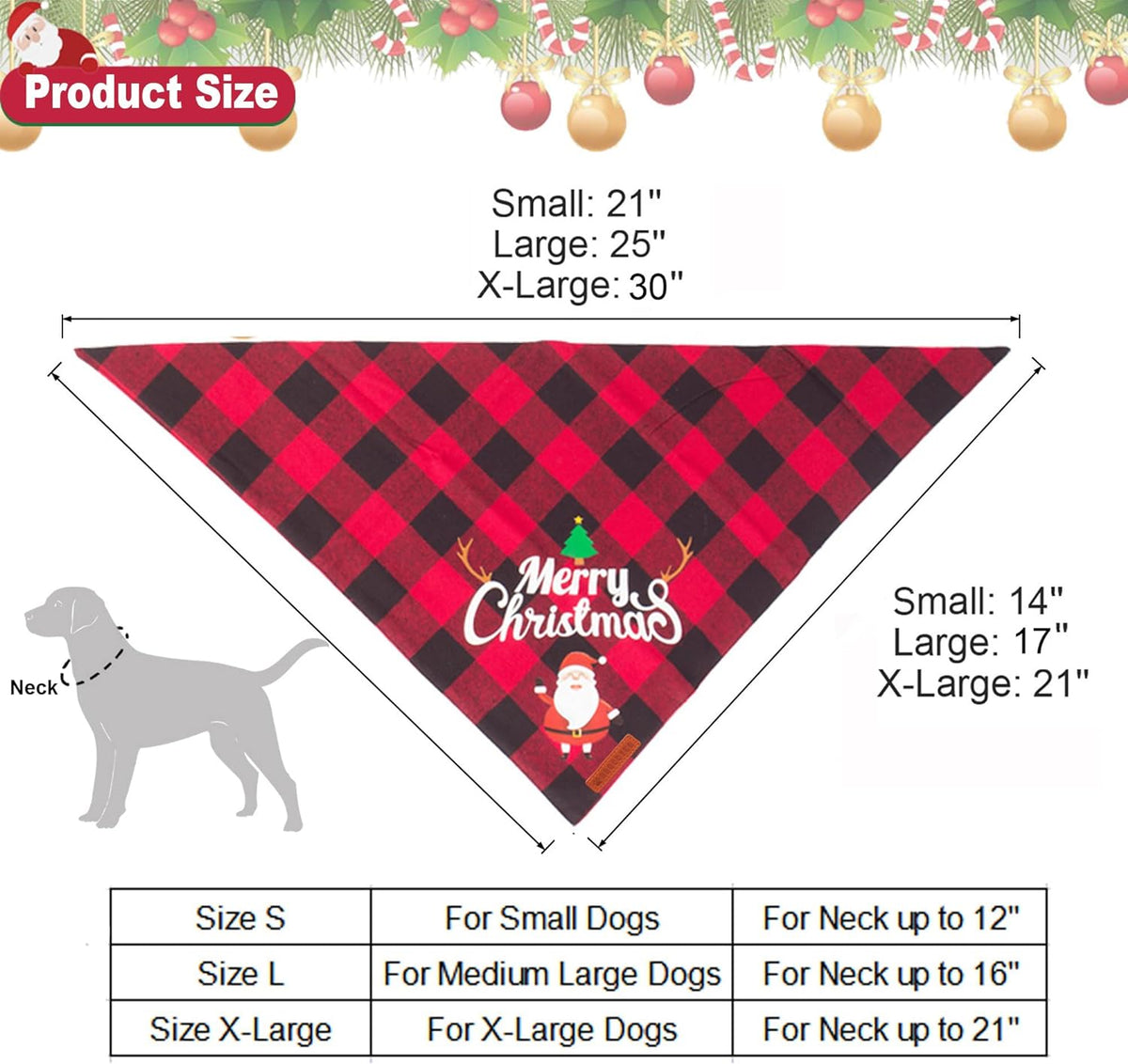 2-Pack Classic Plaid Christmas Dog Bandanas - Triangle Bibs with Santa and Snowman Design for Medium to Large Pets