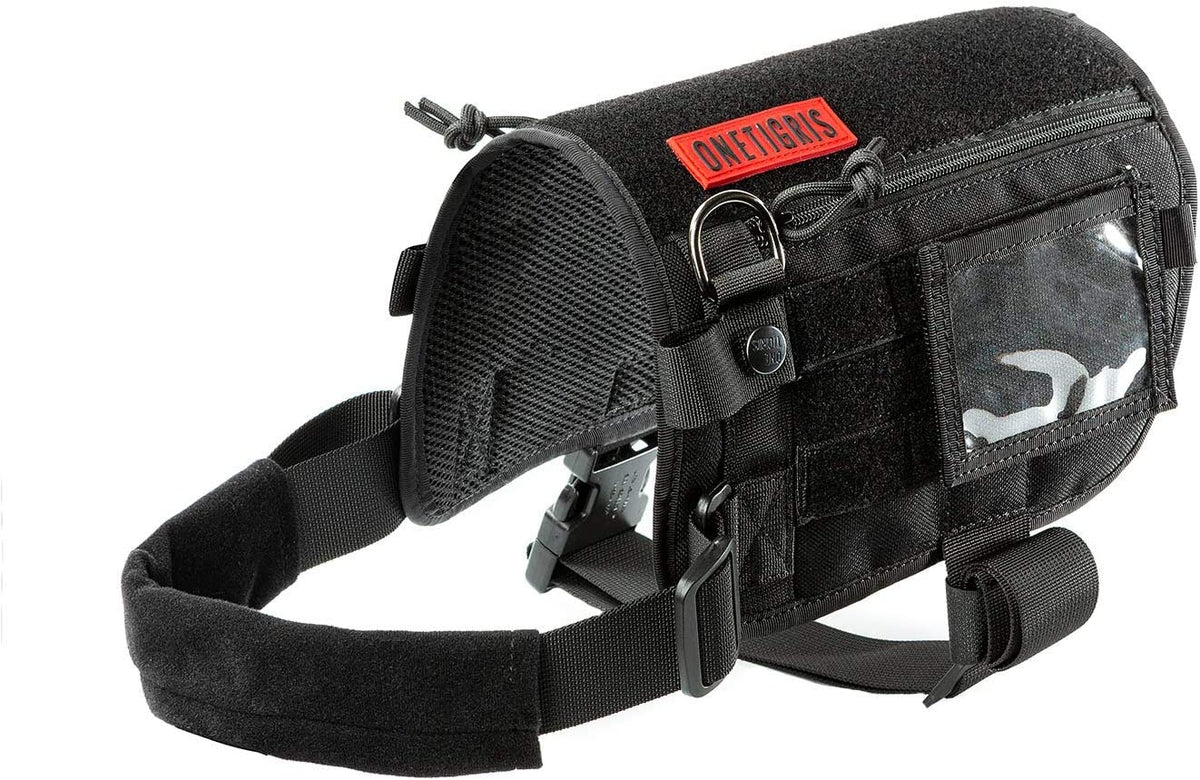 Professional Service Dog Harness for Large Breeds with Removable Neck Strap and Handle (Black, Short Version)
