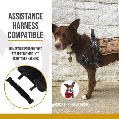 Professional Service Dog Harness for Large Breeds with Removable Neck Strap and Handle (Black, Short Version)