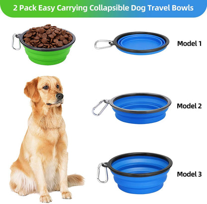Set of Two 34oz Collapsible Travel Dog Bowls