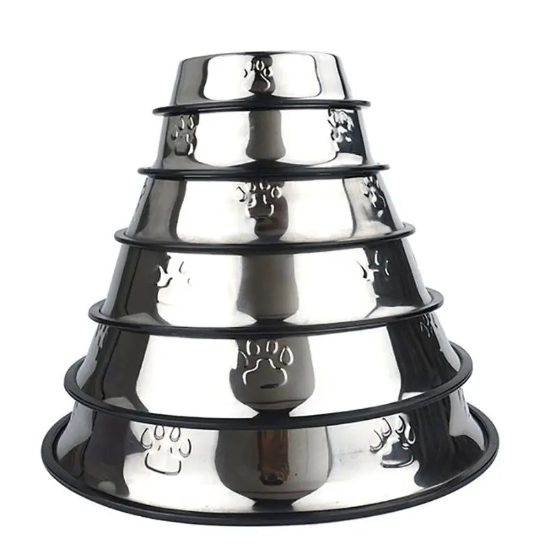 Stainless Steel Skidproof Pet Bowl Set for Dogs and Cats - Available in 6 Sizes