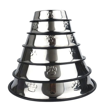Stainless Steel Skidproof Pet Bowl Set for Dogs and Cats - Available in 6 Sizes