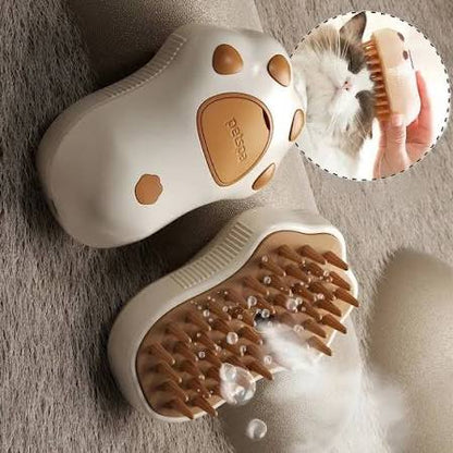 Electric Cat Steam Brush – 3-In-1 Pet Grooming Comb with Water Spray for Cats and Dogs, USB Rechargeable